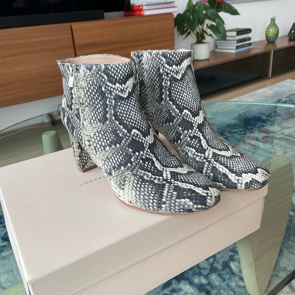Loeffler Randall Python Print Booties In Graphite - image 1